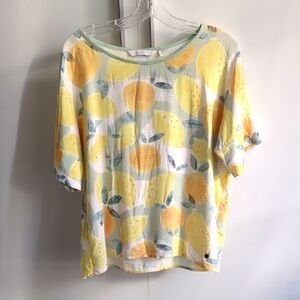 Nümph T-shirt watercolour lemon print top size 38 M medium